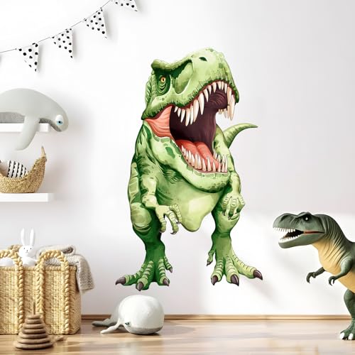 Supzone Adesivi Murali Dinosauri Bambini Grande Adesivi da Parete Dino Verde Decorazione Camera da letto Asili Camerette Bambini Sala Giochi Camera Ragazzi