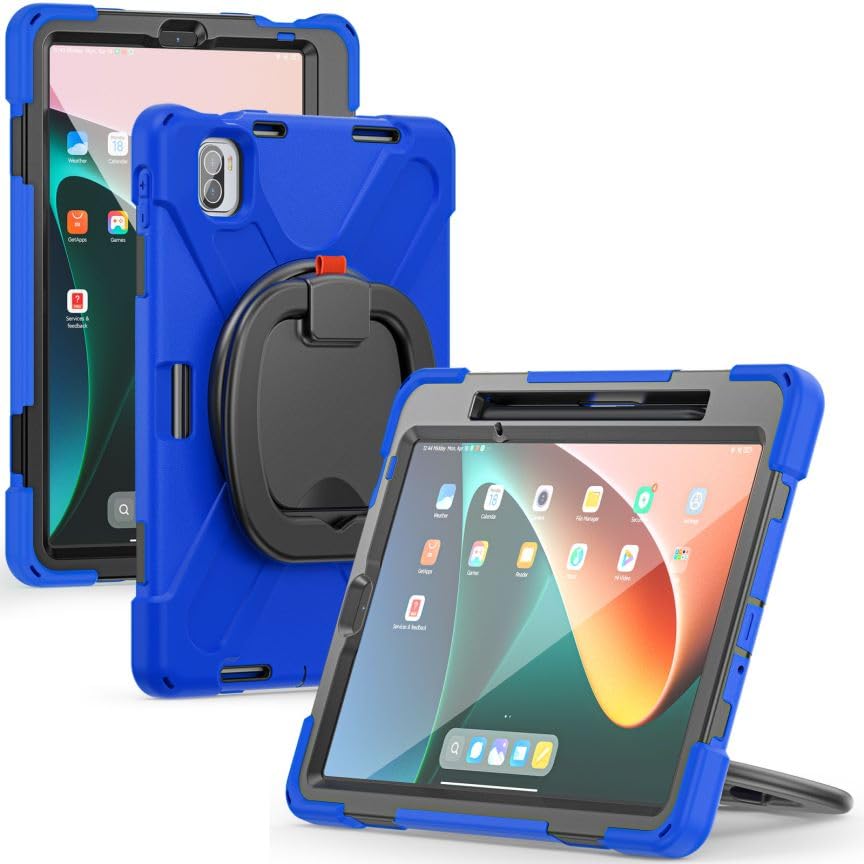 Etui na Xiaomi Pad 5 2021 / Xiaomi Pad 5 Pro 5G 11" 2021, trwałe, ciężkie, wytrzymałe, odporne na wstrząsy silikonowe etui z obrotowym o 360°, podpórką, uchwytem na rysik i paskiem na ramię,