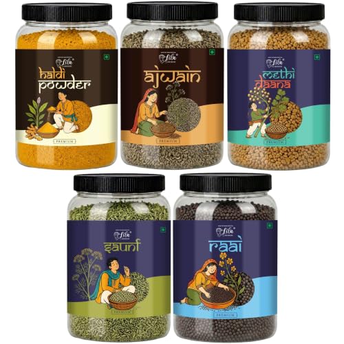 Image of LILA DRY FRUITS Indian Pickle Kit Spices Masala Combo | Rai, Methi Dana, Saunf, Haldi & Ajwain 100 Gms Each
