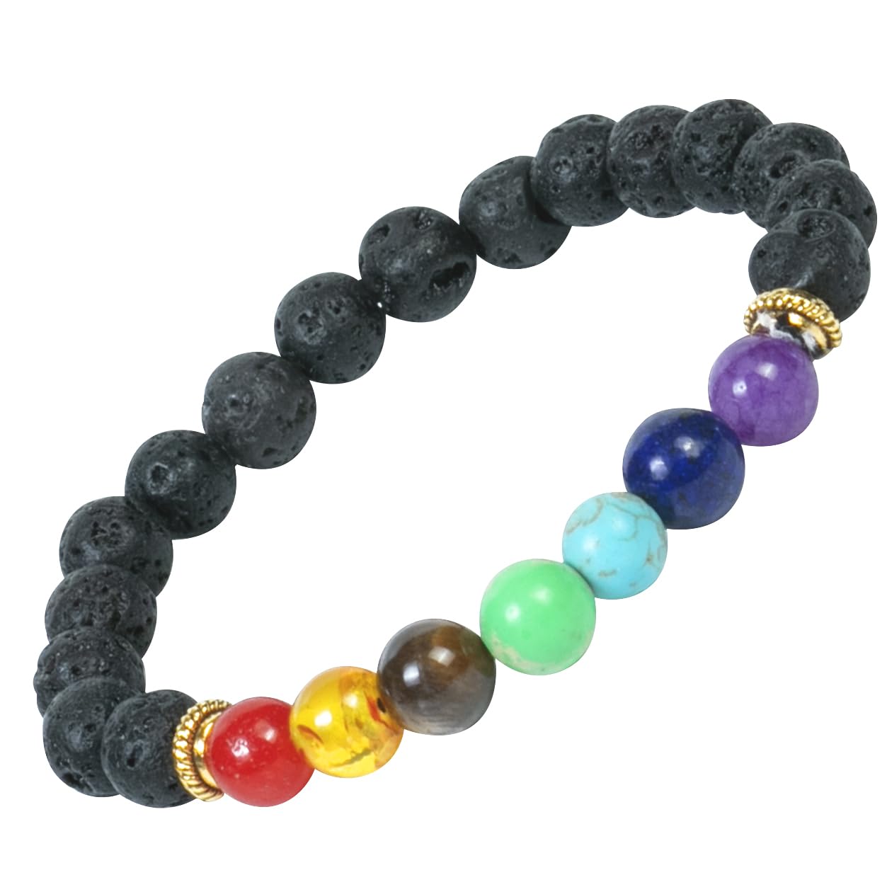HindCraft 7 Chakra Lava Stone Bracelet For Men Women Seven Chakra Natural Stones Reiki Healing Meditation And Protection Spiritual 8mm Beads Black Stylish Unisex Bracelet Handmade (B0CJRMCGDH) Amazon Price History, Amazon Price Tracker
