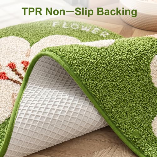 Image of Cute Flower Bath Mat, Ultra Soft Absorbent Bathroom Shower Rug with Non-Slip TPR Backing, Washable Decorative Floor Mat for Bathtub Shower Bedroom Living Room 23.6 inch x 31.5 inch