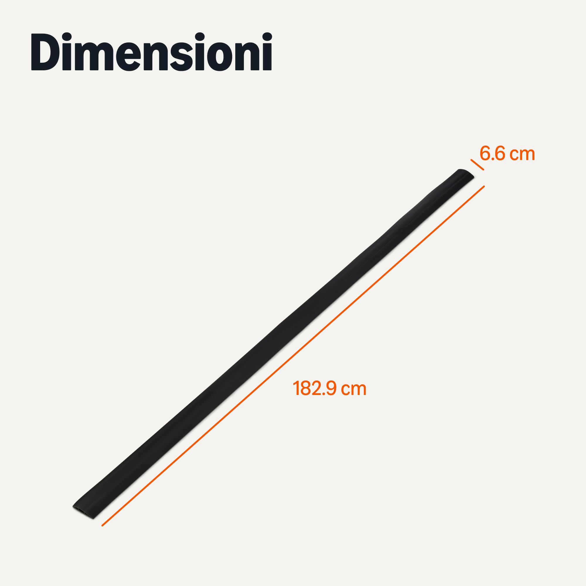 Amazon Basics, Canalina passacavi da pavimento, 1,8 m di lunghezza, 6,35 cm di diametro, nero