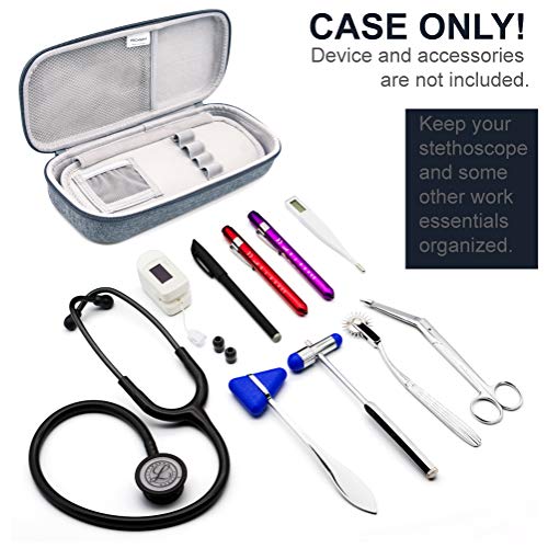 Image of PROHAPI Hard Stethoscope Case, Large Stethoscope Carrying Case with ID Slot, Compatible with 3M Littmann /ADC /Omron /MDF Stethoscope Includes Mesh Pocket for Nurse Accessories (Volcanic Grey)