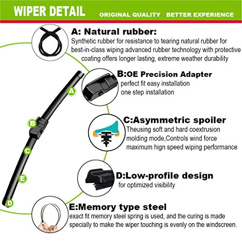 2 Wipers Factory Replacement For Bmw F01 F02 F04 F07 F10 M5 5 & 7 - Series 2010-2016 Original Equipment Windshield Wiper Blades Set - 26"+18" Side Lock (Set Of 2) Not For J Hook #TOP3