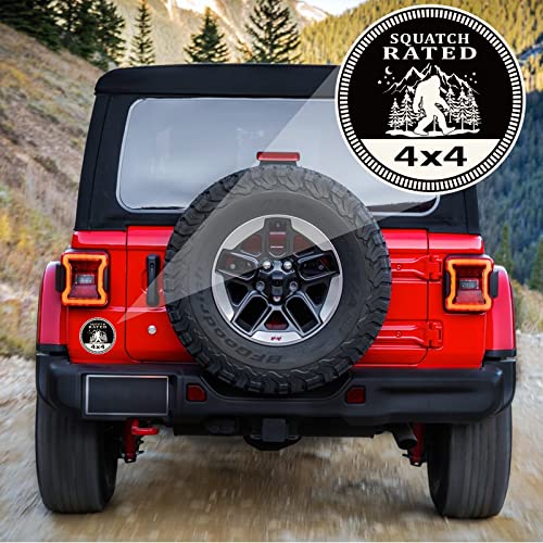 Image of Squatch Badge Rated Car Emblem, 4 x 4 Metal Automotive Bigfoot Badge 3D Metal Car Badges Emblems Round Decals Decals Stickers Compatible with Wrangler Vehicles Trucks