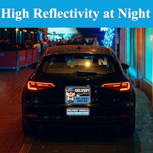Image of Car Magnets Flex Driver,Heavy Duty Reflective Flex Delivery Driver Car Sign,Car Magnets Rural Carrier Delivery for Cars, SUV, Trucks,Bumper Sticker 4pcs