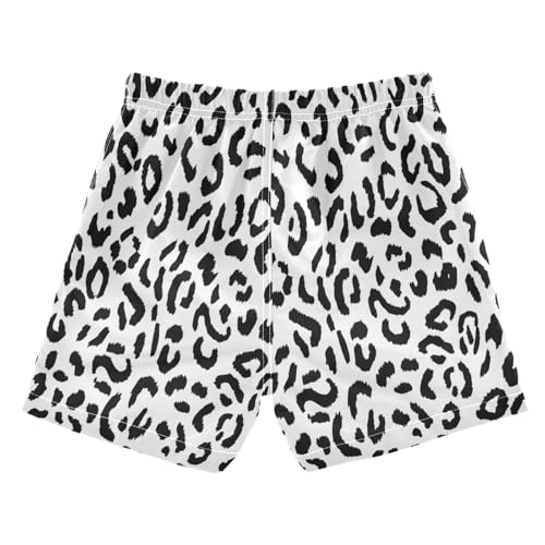 Swim Shorts for Boys, Swim Trunks for Toddler Boys 2t, Black White Leopard Print2
