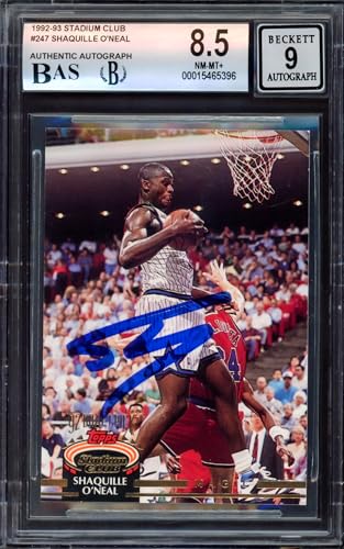 Shaquille "Shaq" O'Neal Autographed 1992 Stadium Club Rookie Card #247 BGS 8.5 Auto Grade Mint 9 Beckett BAS #15465396
