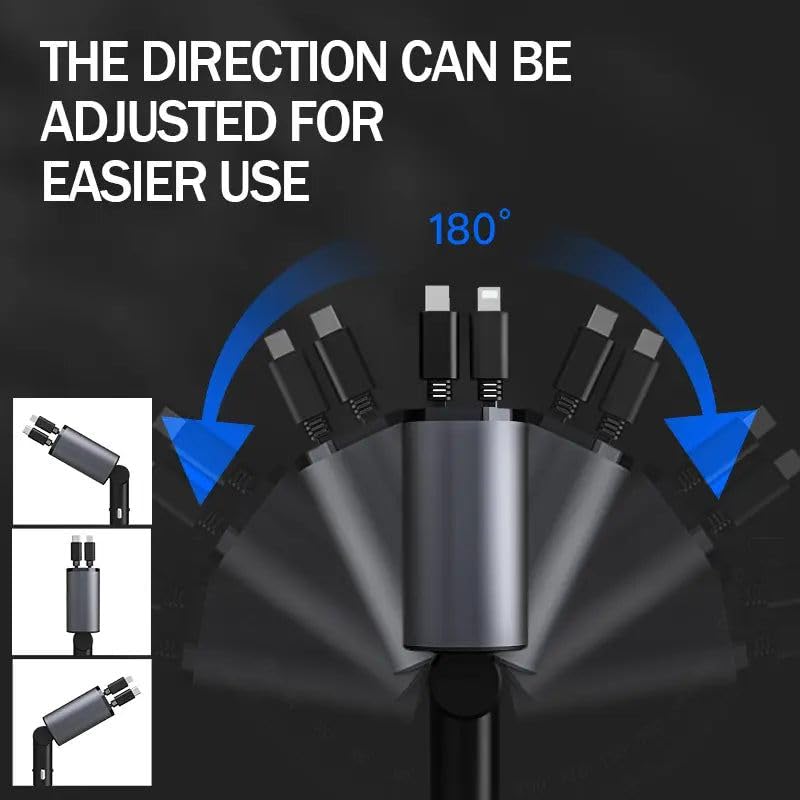 Image of 120W 4 in 1 Retractable Car Charger Socket New 2025,Multi USB Car Charger Type C Adapter with Dual Ports, car Mobile Charger Compatible with Android Phones & iPhone 16 /15 /14 /13 /12 /11 Pro Max