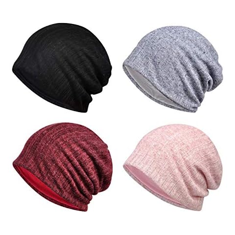 Yuzemumu Slouchy Snood-Caps Beanie for Women Polyester with Chemo Cancer Hair Loss (4pack-b) Cover