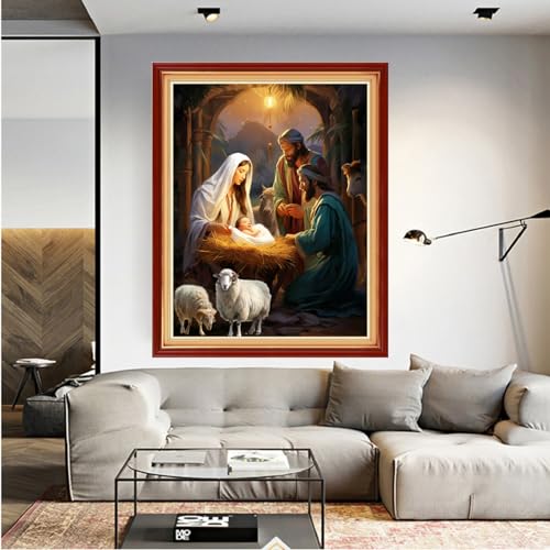 Image of Dooxvey Cross Stitch Kits for Adults Beginners,Full Range of Cross-Stitch Stamped Kits Needlepoint Kits for Beginners Embroidery Kits 11CT Cross Stitch Patterns-Nativity 16x20 inch, Manual Arts 40