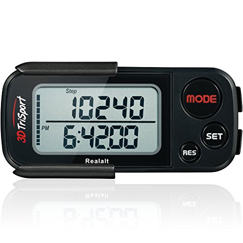 Realalt 3DTriSport Black 3D walking pedometer with 30-day memory
