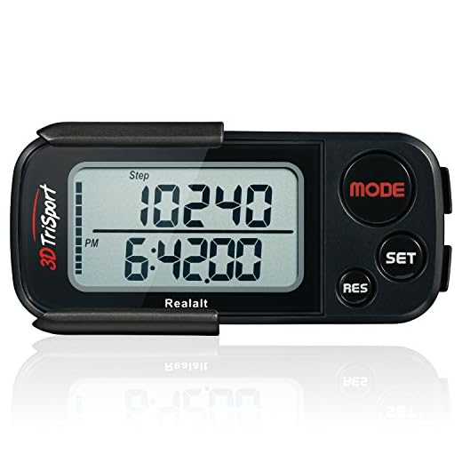 3DTriSport Walking 3D Pedometer with Clip and Strap, Free eBook | 30 Days Memory, Accurate Step Counter, Walking Distance Miles/Km, Calorie Counter, Daily Target Monitor, Exercise Time (Stealth Black)