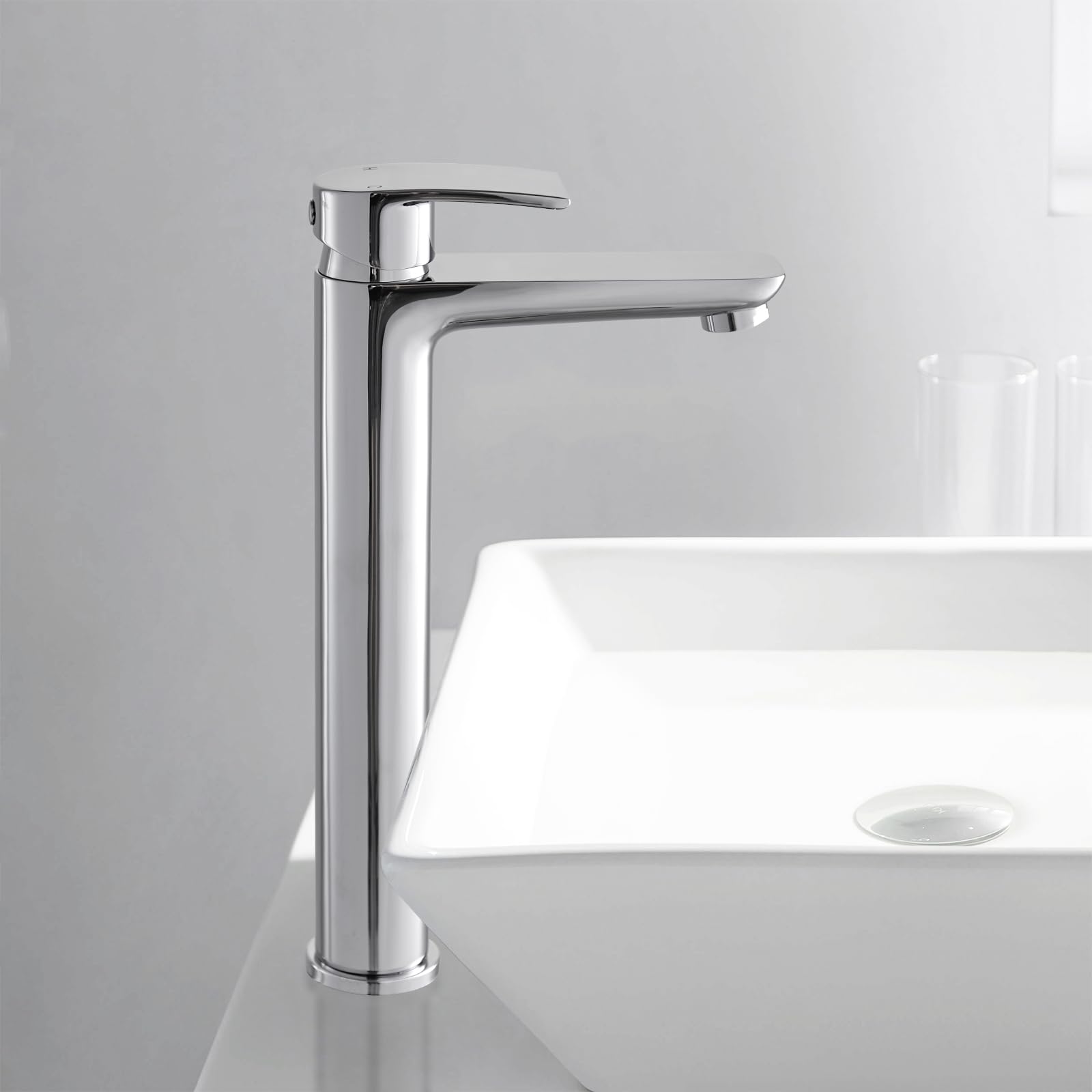 922L - Rubinetti miscelatore per lavabo, monoblocco moderno, in ottone cromato