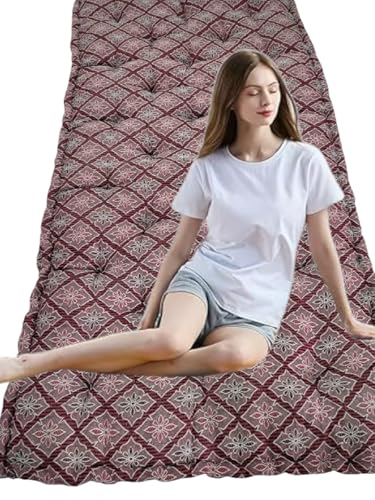 Image of Adim's Soft Cotton Box Quilt Mattress | Mattress Offers a Combination of Comfort, Durability and Style,Making it an Excellent Choice for a restful Night's Sleep (Red Jacquard Design, 48X72 X5 Inches)