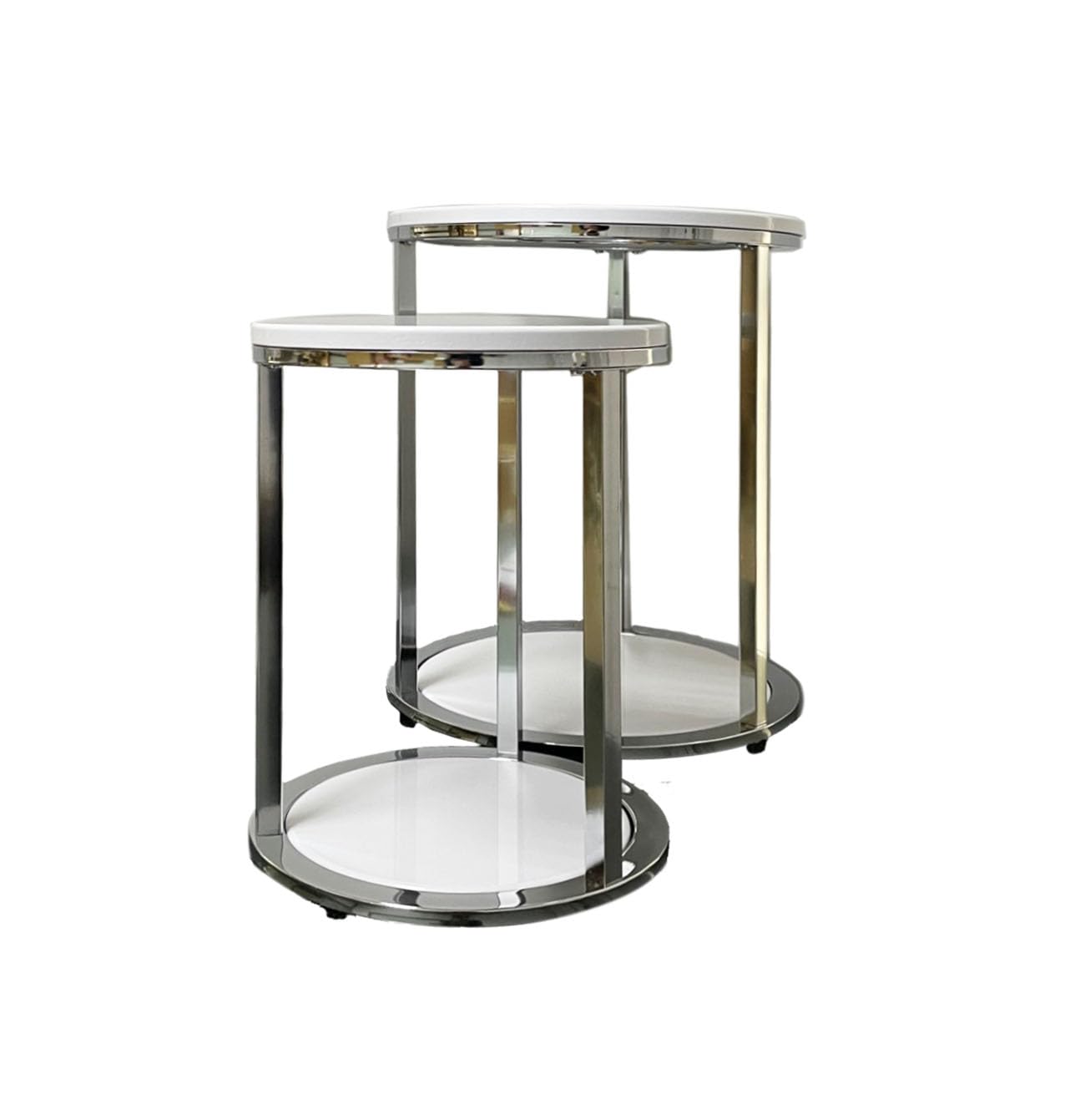 ASPECT Terni Set Of 2 Tables, Glossy White Wooden Tops and Base