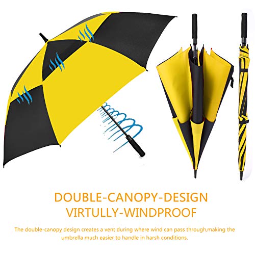 Image of MRTLLOA Automatic Open Golf Umbrella, 62 /68 Inch Extra-Large Oversized Double Canopy Vented Windproof Waterproof Stick Rain Golf Umbrellas for Men and Women