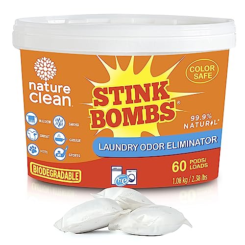 Nature Clean Stink Bombs - Natural Laundry Odor Eliminator Pods. Pet Odor Eliminator for Home, Laundry Deodorizer & Strong Odor Remover for Clothes, Activewear,...