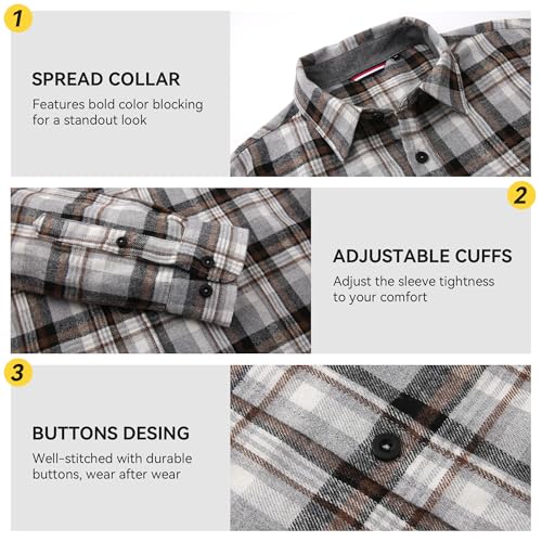 Image of WARHORSEE Flannel Shirt for Men Long Sleeve Button Down Plaid Shirts