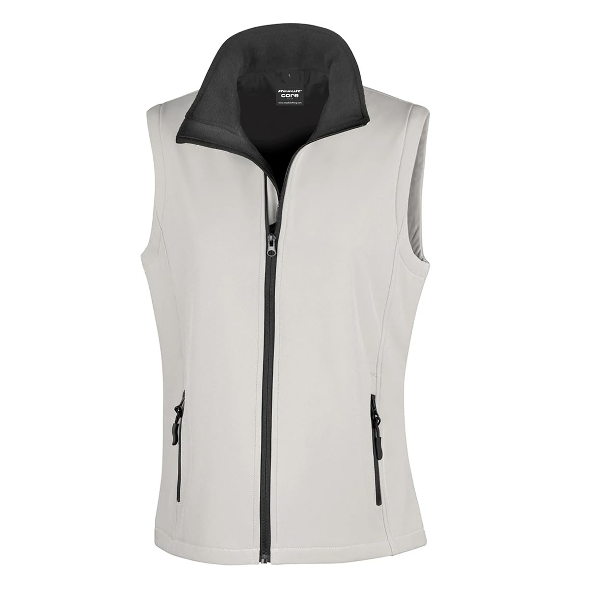 Result Women's Core Printable Bodywarmer Blouson Plain Turtleneck Sleeveless Outdoot Gilet, White (WHI/Blk), 8(Manufacturer Size:XS)