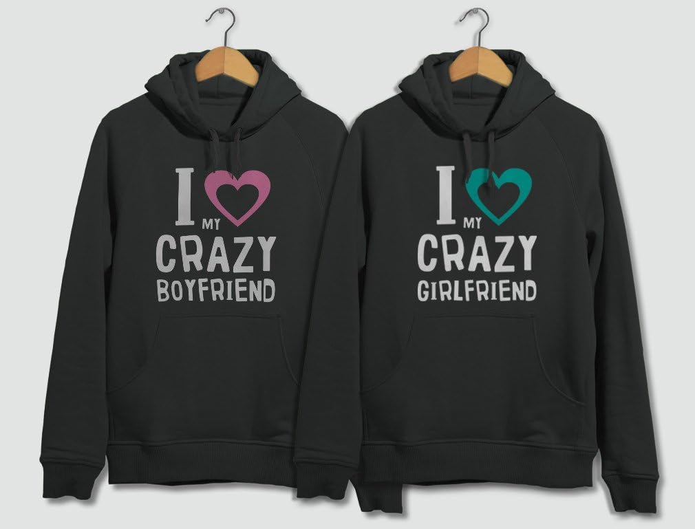 Tstars Girlfriend & Boyfriend Valentine's Day Gift Funny Matching Couples Hoodies Woman Large / Man Small Woman Red / Man Red