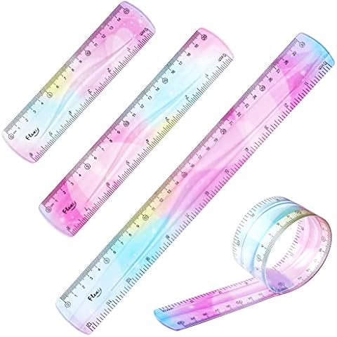 Bendy Ruler, 3pcs Flexible Ruler, Pastel Ruler 30cm, Clear Shatterproof Ruler Set for Children Adults School Office Stationary Straight Ruler (3 Lengths) Cover
