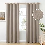 BGment Taupe Linen Curtains for Living Room 84 Inch Length 2 Panels, Light Filtering Window Treatments Thick Semi Sheer Drapes with Grommet for Bedroom Dining Farmhouse, Each 52 Inch Wide