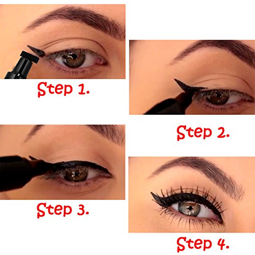 Miniatura 9 de Delineador de ojos con sello triangular de doble cabeza 2 en 1, clásico negro, impermeable y no mancha, fácil de usar, delineador de ojos con