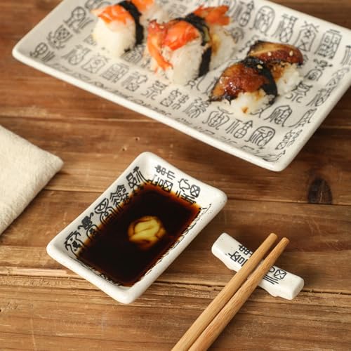 Image of 8 pcs Japanese Sushi Plate Sets Serving Platters and Trays for Entertaining Sushi Dishes Set Plates Sushi Plates Traditional Cuisine Dinnerware Sets with Chopsticks Hundred Blessings
