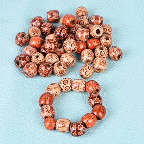 Housweety-100-Mixed-Painted-Drum-Wood-Spacer-Beads-17x16mm-Round-Loose-Wood-Beads-Bulk-for-Braids-African-Beads-for-Hair-Jewelry-Making-Craft-DIY-Macrame-Rosary-Bracelet-Necklace-Making