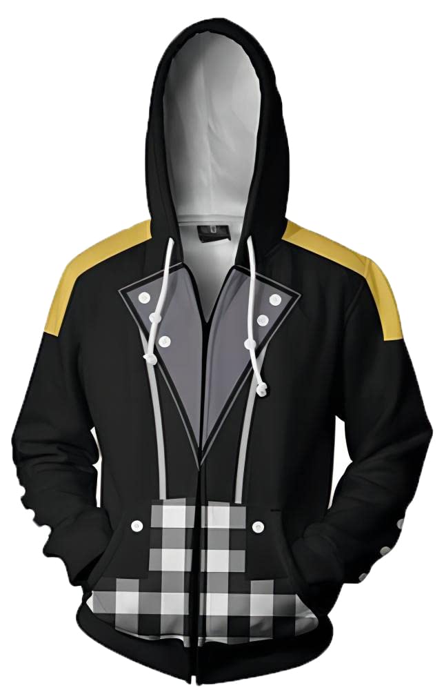 Unisex Game Kingdom 3D Sweatshirt Hearts Sora Riku Kairi Cosplay Zipper Hoodies Casual Jacket Outfit