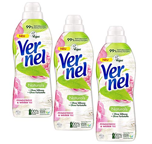 Naturals Weichspüler, Pfingstrose und Weißer Tee, 100 Prozent vegan, 99 Prozent naturbasierte Inhaltsstoffe, ohne Silikone und Farbstoffe (96