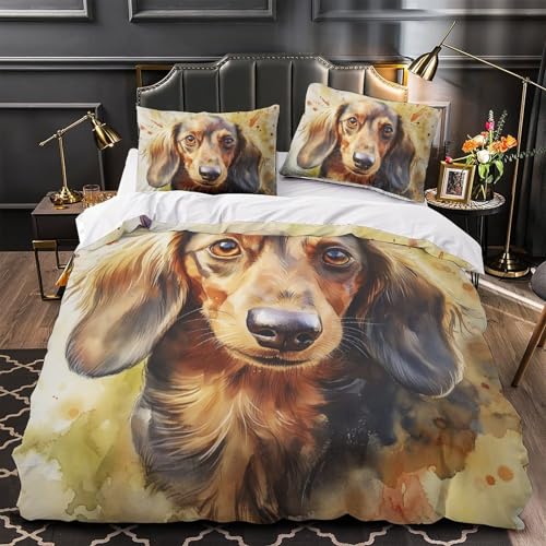 Housse de couette teckel fermeture éclair linge de lit 260x220