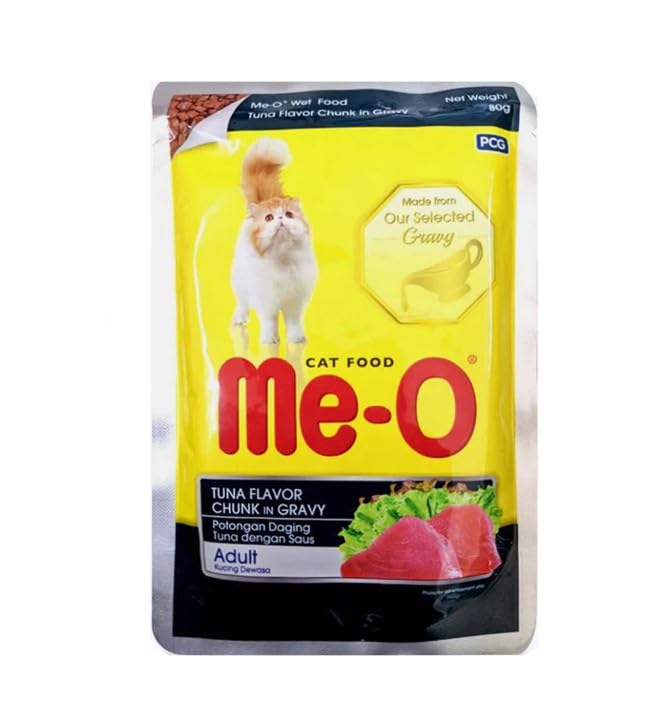 Me-O Tuna Flavor Chunk in Gravy (80gm x 12 Pouches), Adult, cat