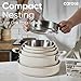 CAROTE 14pcs Pots and Pans Set, Stainless Steel Cookware Set Detachable Handle, Induction Kitchen Cookware Sets with Removable Handle, RV Cookware Set, Oven Safe, Camping Cookware, White