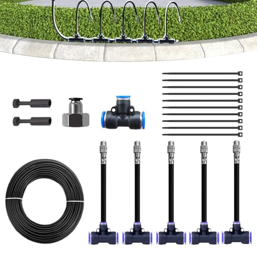 Kit de Riego por Goteo - Aspersor de Jardín Ajustable,Accesorios con Conexión Rápida Diseño Ajustable para Parterres Elevados Terraza Macetas Hortícolas Invernadero