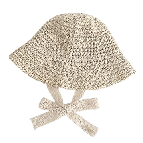 Children Summer Straw Sun Hat Cute Adjustable Strap Hollow Handmade Beach Foldable Floppy Cap Sunbonnet for Girls