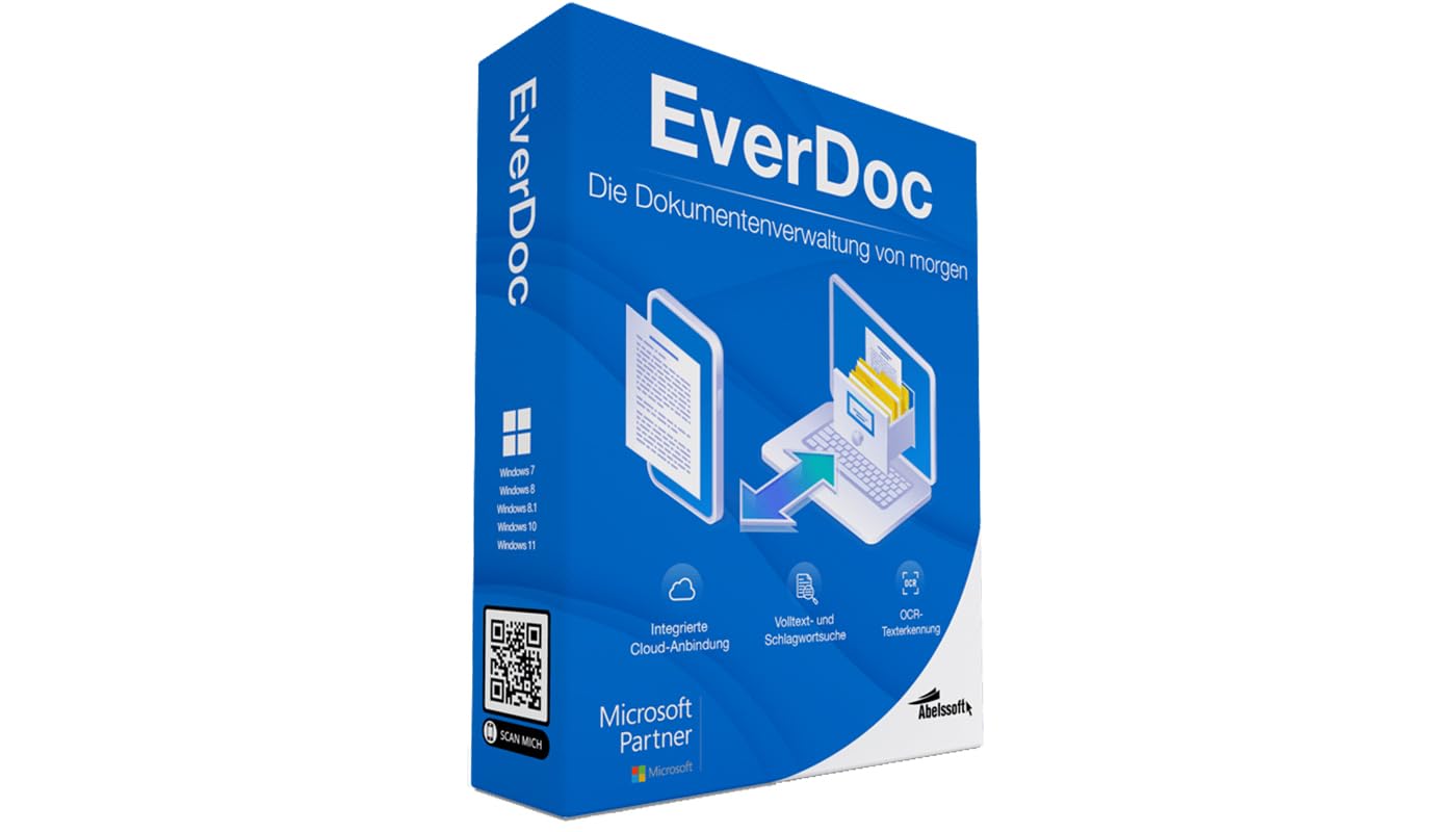 EverDoc 2025 Dokumentenverwaltung OCR-Texterkennung - PC-Version inkl App für Android + iOS - Lebenslange Lizenz - kein Abo - Win 11, 10, 8.1
