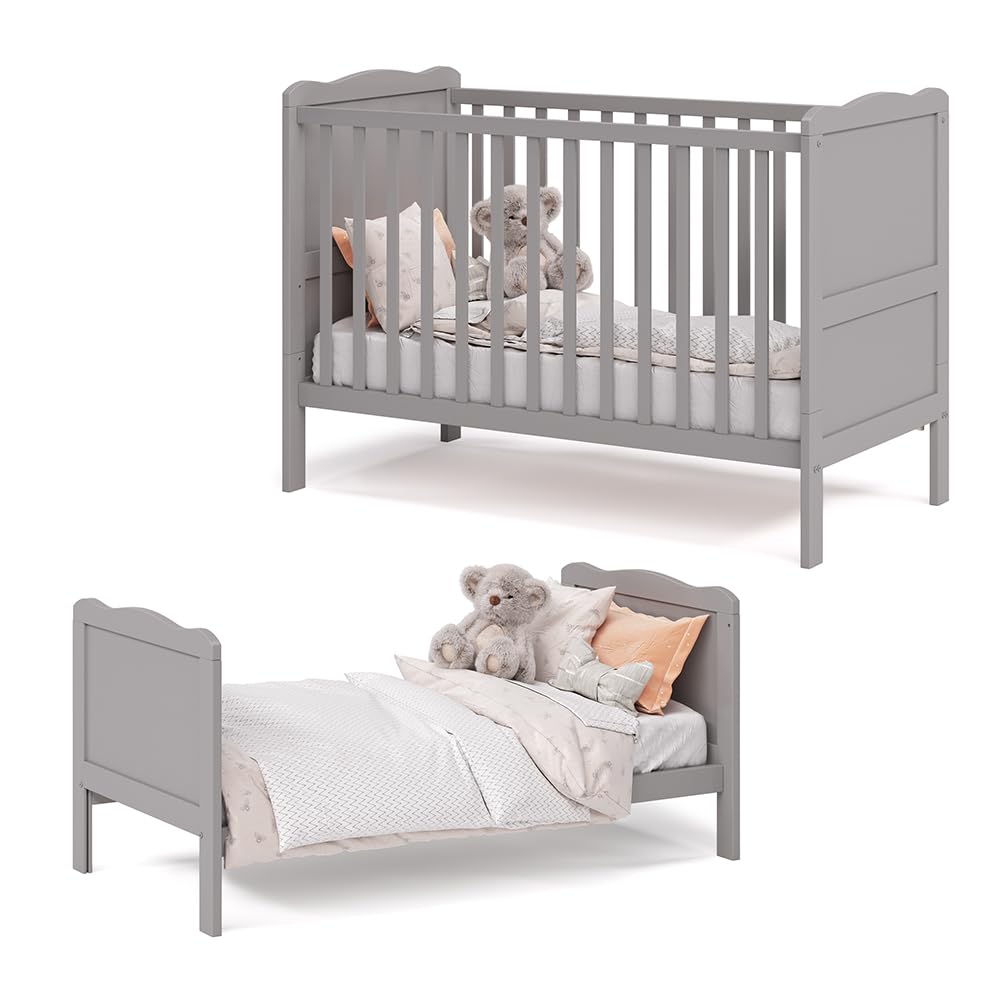 VitaliSpa Culla neonato Tobi, Grigio, 60x120 cm, con rete a doghe regolabile in altezza e sponde laterali rimovibili