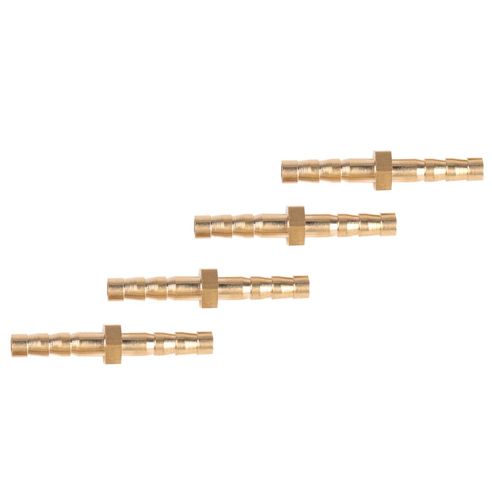 Ftvogue Gold 4Pcs Brass Barbed Pipe Fitting Hose Tail Reducer Reducing Plug Faucet Irrigation Joint Coupler Connector 4-4Mm