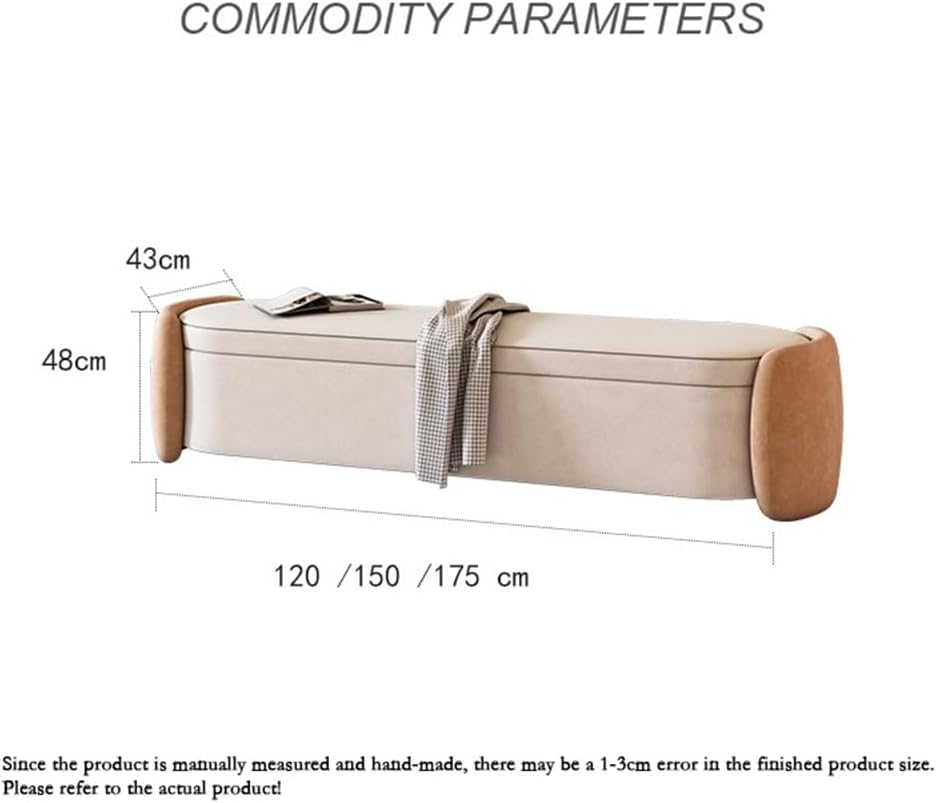 End Stool Light Luxury Master Bedroom Bed End Bench Storage Bed Front Side Couch Long Sofa Bench Entrance Shoe Bench Long Bench(Light Gray,Small)