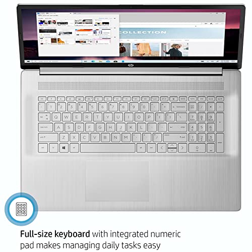 Image of HP 17 17.3 inch HD+ Laptop Computer, Intel Quad-Core i3-1125G4 up to 3.7GHz (Beat i5-10210U), 32GB DDR4 RAM, 1TB PCIe SSD, 802.11AC WiFi, Bluetooth, Natural Silver, Windows 11 S, BROAG 64GB Flash Drive