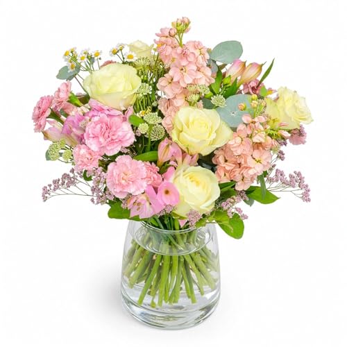Blumenstrauß 'Blossom Beauty' in RosaOrange, mit Alstromerien, Eukalyptus und Limonium, 7-Tage-Frischegarantie, Floristen-Qualität, das perfekte Geschenk bestellen