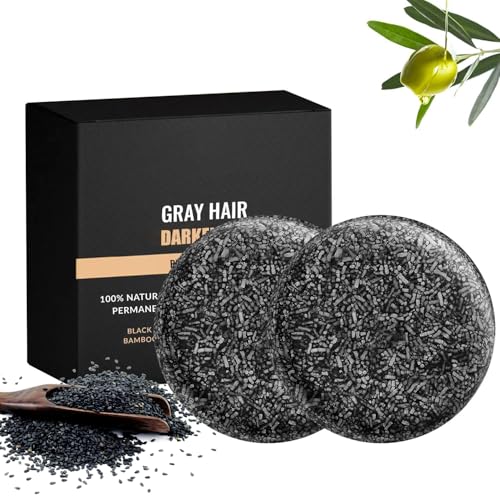 ECOFAN Gray Hair Reverse Bar Soap, Mane Gray Reverse Bar for Men Women Black Soap for Gray Hair Coverage, Natural Darkening Shampoo Soap for Hair Hydrating & Moisturizing Vegan, pH balanced (2PCS)