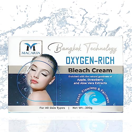 Macaria Crema Decolorante con Oxígeno para el Rostro - Crema Aclarante de Vello Facial - Decoloración Andina e Iluminadora para Brillo y Claridad - 300g
