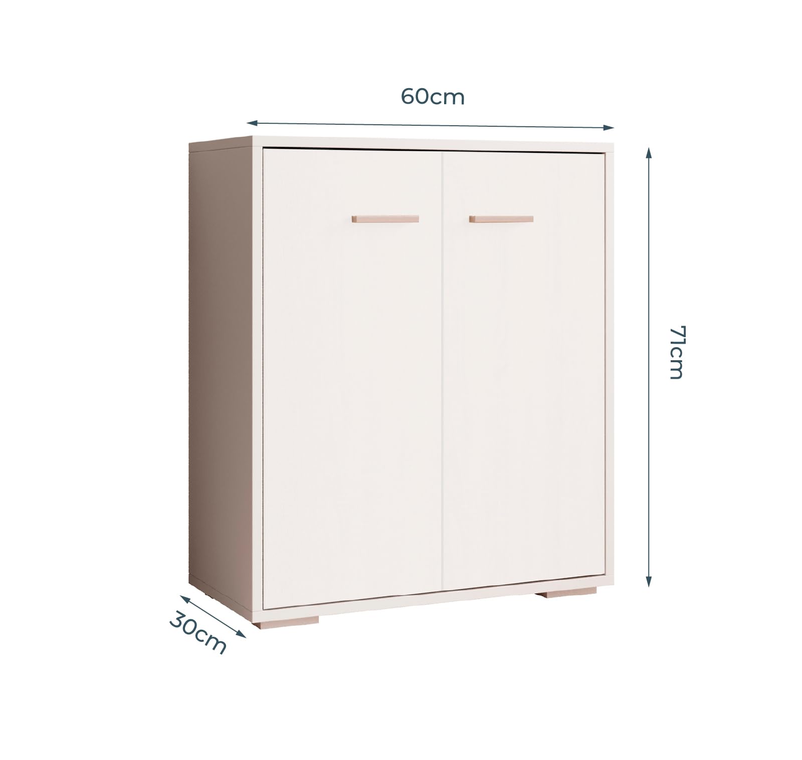 MB Muebles Bonitos | Aparador pequeño Lander L2 para Salón Moderno | Armario Auxiliar | Color Blanco | 60x71x30 cm