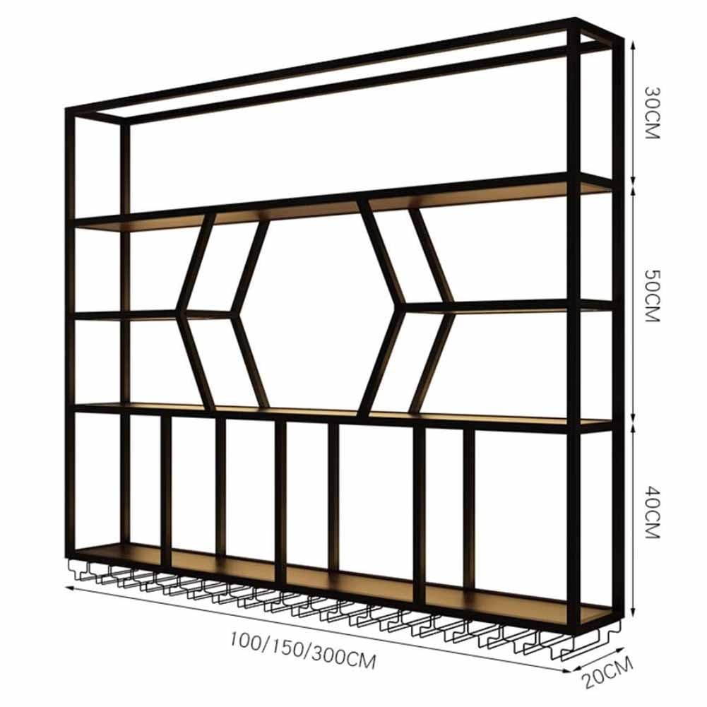 Estante LED de metal montado en la pared para el hogar, restaurante, bares, soporte para botellas y vidrio, estantes flotantes con copa colgante al revés, decoración moderna para los amantes del vino