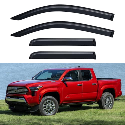 Image of Window Visors Rain Guards for 2024 2025 2026 Toyota Tacoma Double Cab, Out-Channel Window Vent Wind Deflectors Visors Shades for 24 25 26 Tacoma 4 Full-Size Cab
