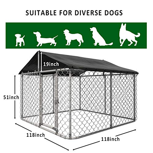 Kullavik Dog Kennel Outdoor with Heavy Duty Galvanized Chain Link Dog Cage Chicken Coop Hen House, UV & Water Resistant… - Image 5