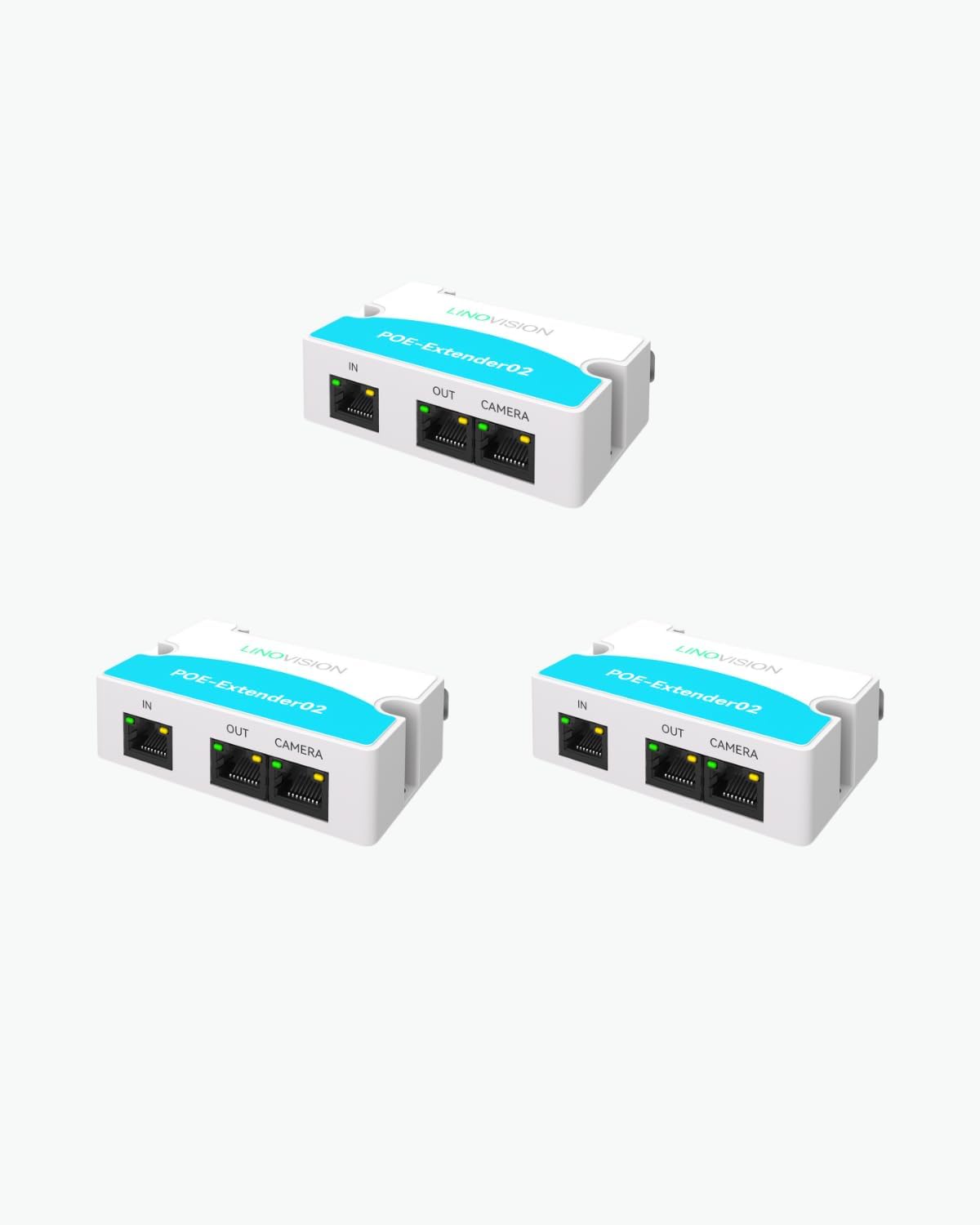 LINOVISION Mini 2 Port POE Extender IEEE 802.3af/at POE Repeater Up to 1000ft Power Over Ethernet Over Cat5/6 Cable, POE Splitter to 2 POE Devices Like IP Cameras, IP Phone (3 Pack) …